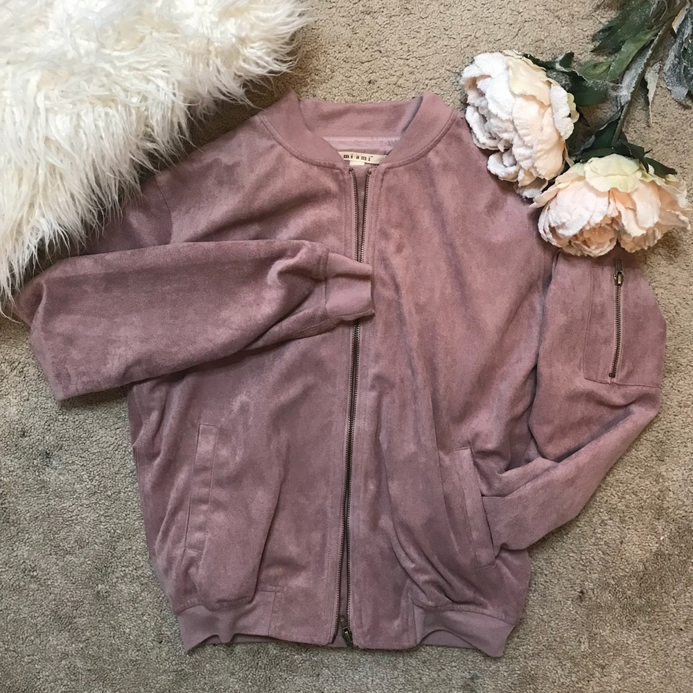 Suede Pink Bomber Jacket